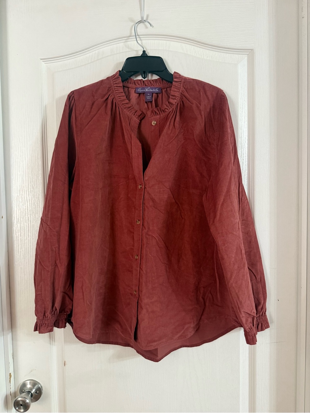 Gloria Vanderbilt Women’s Mauve Corduroy Top Sz XL. SP-15
